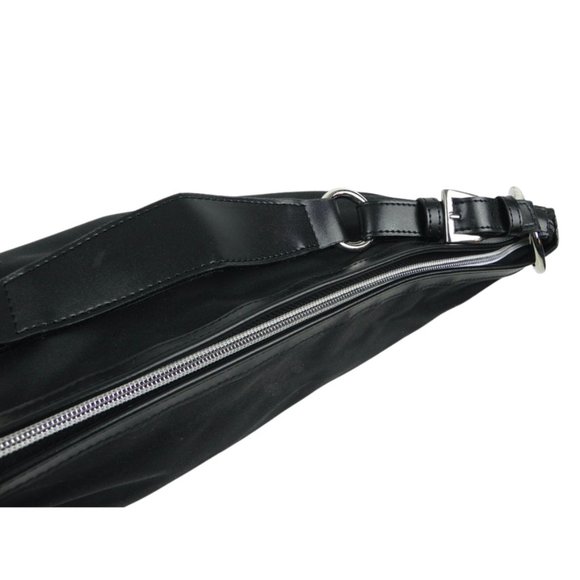 NWT Black Vinyl Tote Bag | Carry-On Black Bag with Silver Hardware - Picture 9 of 10